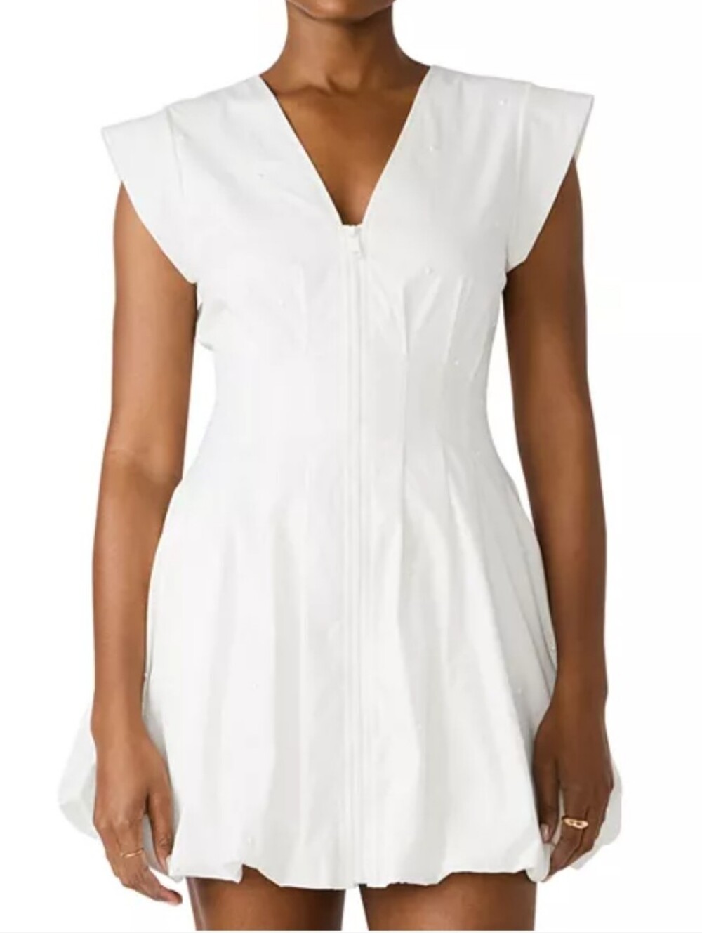 STEVE MADDEN Women's Gale Dress In Antique White With Pearls Bubble Hem Sz Large